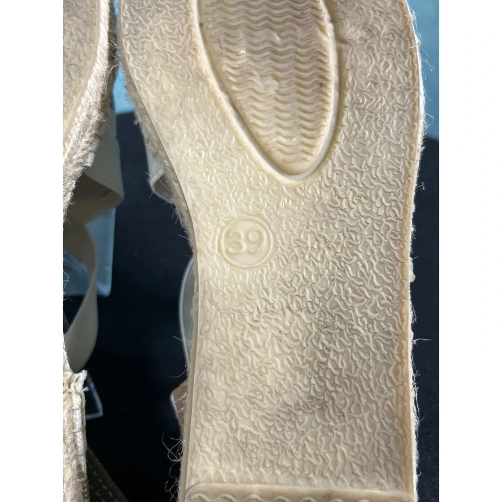 2Espadrilles‎ Women Striped Canvas Elastic Strap Espadrille Flats Olive Tan 39